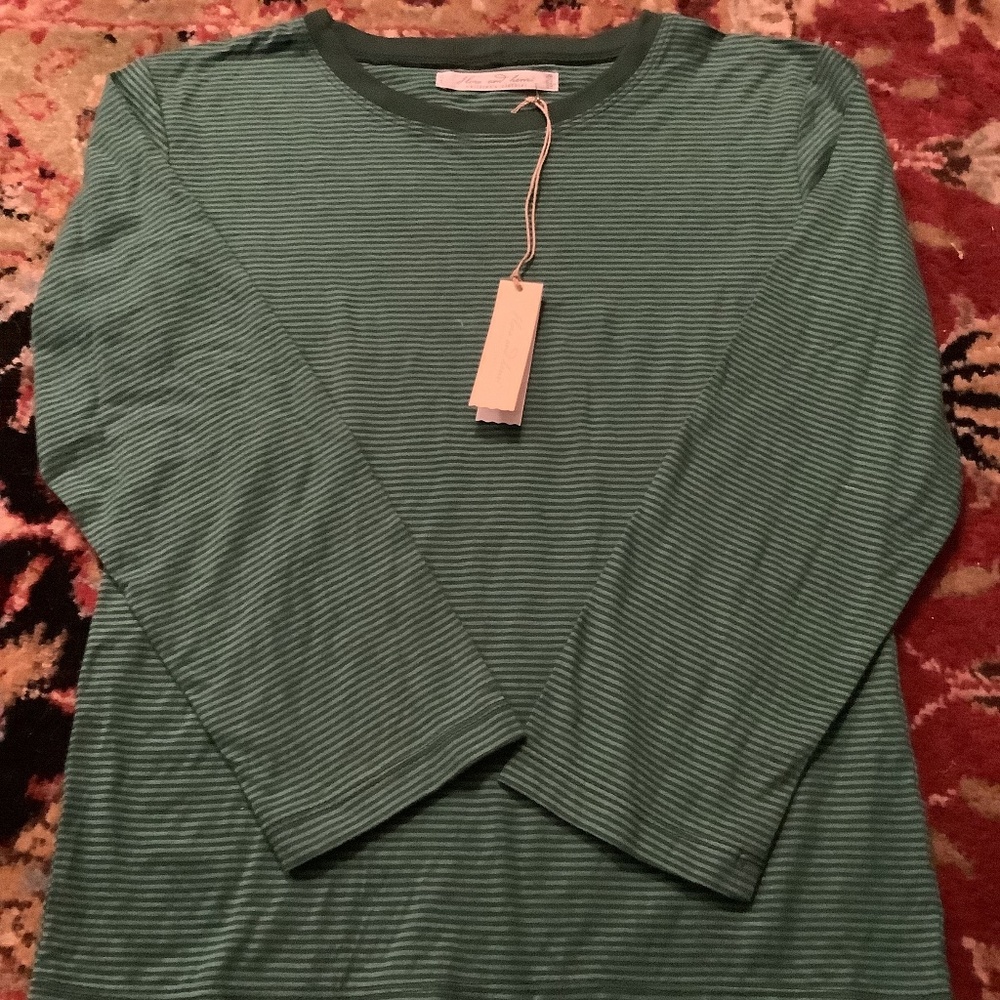 NWT flora and henri l/s Beach Stripe Shirt, Size 10 year old ~ fern stripe color